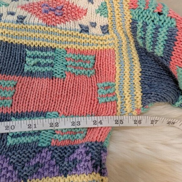 Vintage Britches Hand Knit Chunky Pastel Crewneck Sweater Size Large - Picture 5 of 8